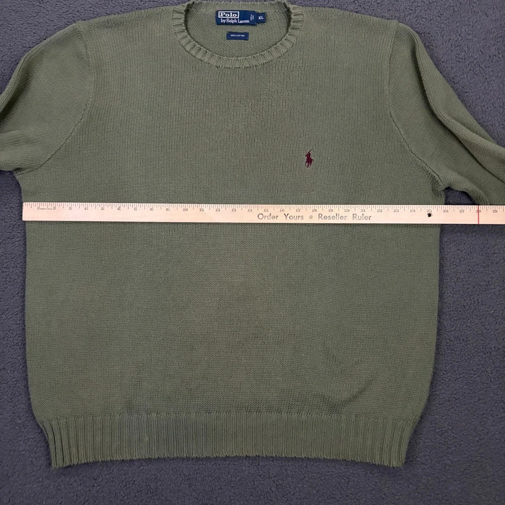 Polo Ralph Lauren Sweater Mens XL Green Knit Cotton Pony Pullover Crew Classic